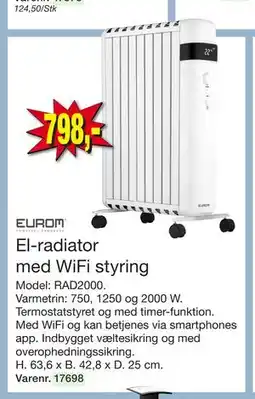 Harald Nyborg El-radiator med WiFi styring, DKK 798 tilbud