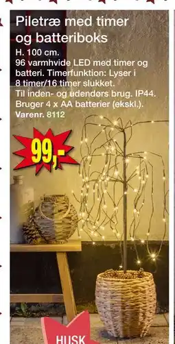 Harald Nyborg Piletræ med timer og batteriboks, DKK 99 tilbud