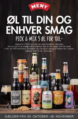 MENY øl til din og enhver smag, DKK 100 tilbud