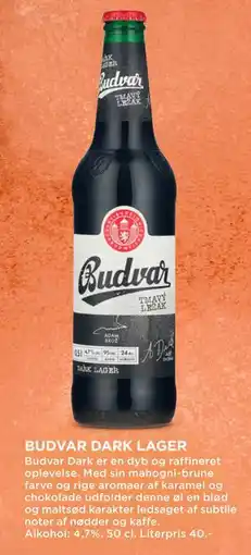 MENY BUDVAR DARK LAGER, DKK 100 tilbud