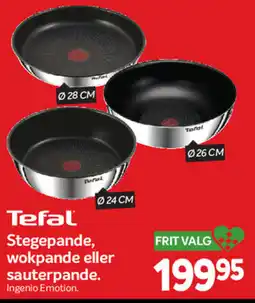Din Isenkræmmer Tefal Stegepande, wokpande eller sauterpande. tilbud
