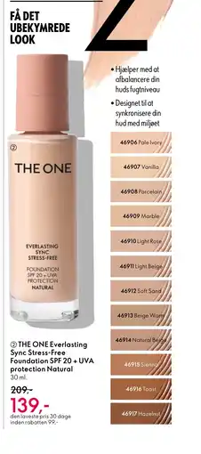 Oriflame THE ONE Everlasting Sync Stress-Free Foundation SPF 20 + UVA protection Natural tilbud
