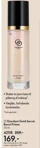 Oriflame Giordani Gold Serum Boost Primer tilbud