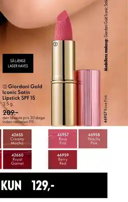 Oriflame Giordani Gold Iconic Satin Lipstick SPF 15 tilbud