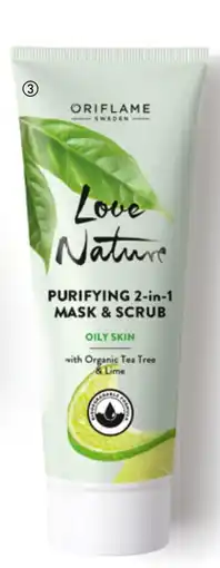 Oriflame Love Nature Purifying 2-in-1 Mask & Scrub with Organic Tea Tree & Lime tilbud