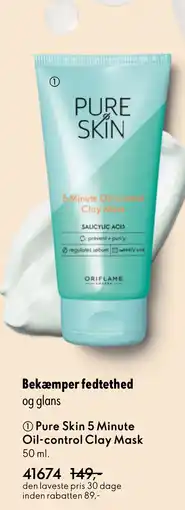 Oriflame Pure Skin 5 Minute Oil-control Clay Mask tilbud