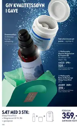 Oriflame Sleep Face Elixir + Magnesium & Vit. B6 + gavepose tilbud