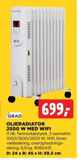 jem & fix OLIERADIATOR 2500 W MED WIFI, DKK 699 tilbud