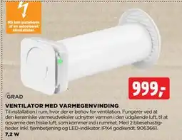 jem & fix VENTILATOR MED VARMEGENVINDING, DKK 999 tilbud