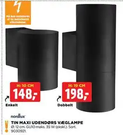 jem & fix TIN MAXI UDENDØRS VÆGLAMPE tilbud