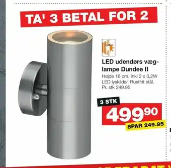 Bauhaus LED udendørs væg lampe Dundee II tilbud