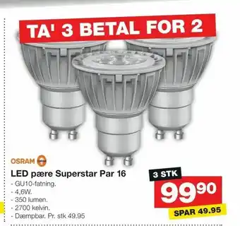 Bauhaus LED pære Superstar Par 16 tilbud