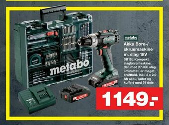 Bauhaus Akku Bore-/ skruemaskine m. slag 18V tilbud