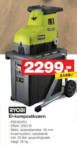 Bauhaus RYOBI El-kompostkværn tilbud