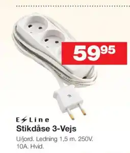 Bauhaus E-Line Stikdåse 3-Vejs tilbud