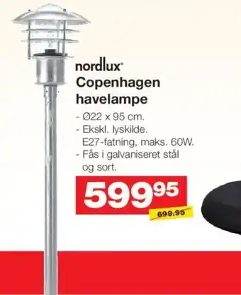 Bauhaus Nordlux copenhagen havelampe tilbud