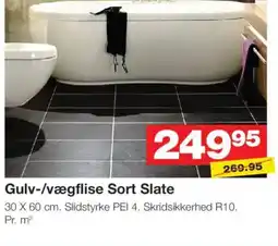 Bauhaus Gulv-/vægflise Sort Slate tilbud