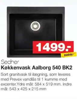 Bauhaus Secher Køkkenvask Aalborg 540 BK2 tilbud