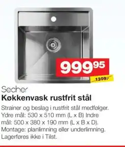 Bauhaus Secher Køkkenvask rustfrit stål tilbud