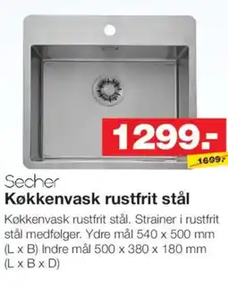 Bauhaus Secher Køkkenvask rustfrit stål tilbud