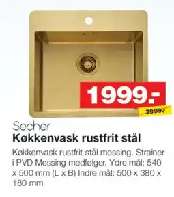 Bauhaus Secher Køkkenvask rustfrit stål tilbud