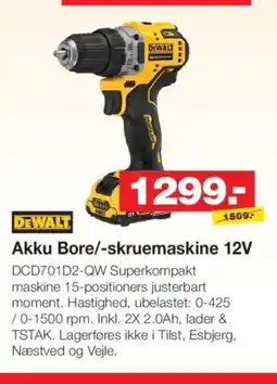 Bauhaus DEWALT Akku Bore-/skruemaskine 18V Akku Bore/-skruemaskine 12V tilbud