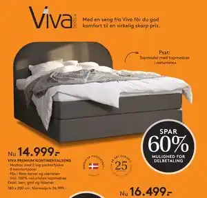 SENG VIVA PREMIUM KONTINENTALSENG, DKK 14999 tilbud