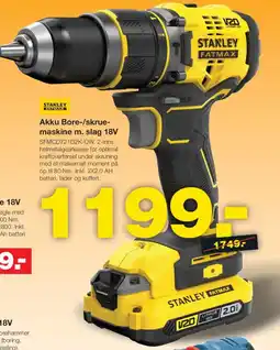Bauhaus STANLEY FATMAX Akku Bore-/skrue- maskine m. slag 18V tilbud