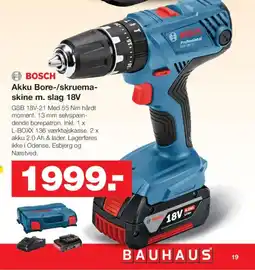Bauhaus BOSCH Akku Bore-/skruema- skine m. slag 18V tilbud