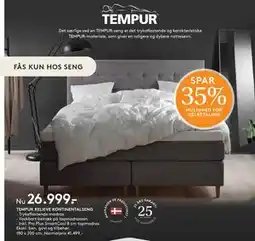 SENG TEMPUR RELIEVE KONTINENTALSENG, DKK 26999 tilbud