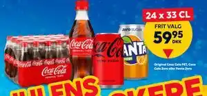 Original Coca Cola PET, Coca Cola Zero eller Fanta Zero, DKK 59.95