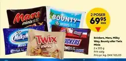 BorderShop Snickers, Mars, Milky Way, Bounty eller Twix Minis, DKK 69.95 tilbud