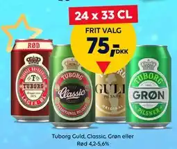 BorderShop Tuborg Guld, Classic, Grøn eller Rød 4,2-5,6%, DKK 75 tilbud