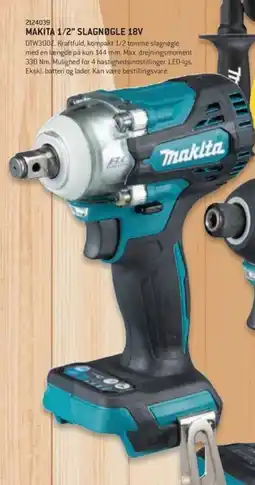 XL-BYG Makita 1/2" slagnøgle 18v tilbud