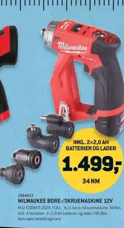 XL-BYG Milwaukee bore-/skruemaskine 12v tilbud