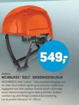 XL-BYG Milwaukee bolt sikkerhedshjelm tilbud