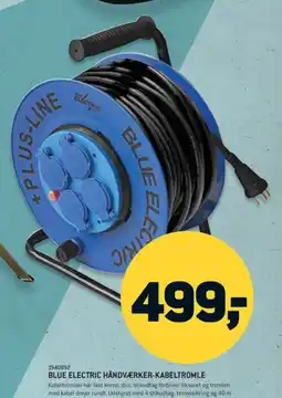 XL-BYG Blue electric håndværker-kabeltromle tilbud