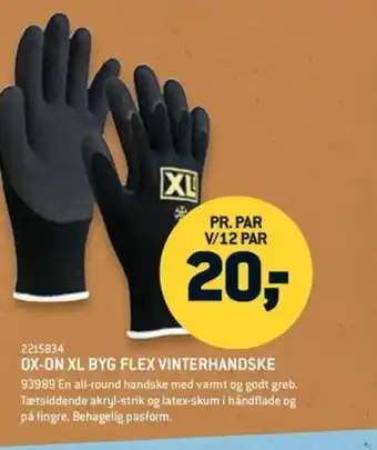 XL-BYG Ox-On XL byg flex vinterhandske tilbud