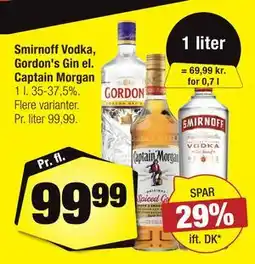 Calle Smirnoff Vodka, Gordon's Gin el. Captain Morgan, DKK 99.99 tilbud