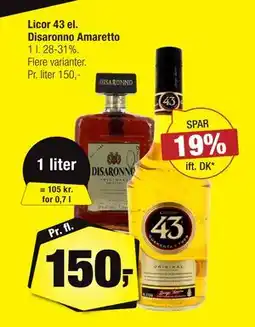 Calle Licor 43 el. Disaronno Amaretto, DKK 150 tilbud