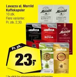 Calle Lavazza el. Merrild Kaffekapsler, DKK 23 tilbud