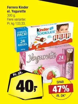 Calle Ferrero Kinder el. Yogurette, DKK 40 tilbud