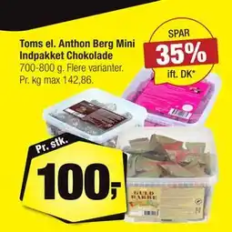 Calle Toms el. Anthon Berg Mini Indpakket Chokolade, DKK 100 tilbud