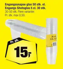 Calle Engangssnapse glas 50 stk. el. Engangs Shotsglas 5 cl. 30 stk, DKK 15 tilbud