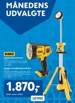 Davidsen DEWALT LED LYGTE 18 V + DEWALT LED-ARBEJDSLAMPE 18 V, DKK 1870 tilbud