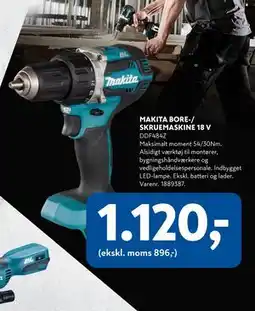 Davidsen MAKITA BORE-/ SKRUEMASKINE 18 V, DKK 1120 tilbud
