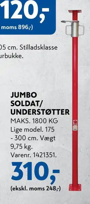JUMBO SOLDAT/ UNDERSTØTTER, DKK 310
