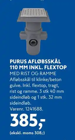 Davidsen PURUS AFLØBSSKÅL 110 MM INKL. FLEXTOP, DKK 385 tilbud