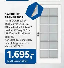 Davidsen SWEDOOR FRANSK DØR, DKK 1695 tilbud