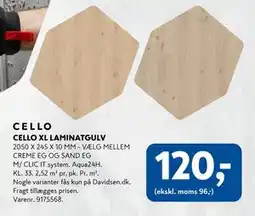 Davidsen CELLO XL LAMINATGULV, DKK 120 tilbud